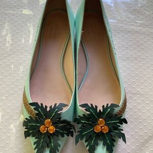 EXCELLENT 🏝️ Kate Spade I Need a Vacation Palm Tree Evalina Flats Size 8.5